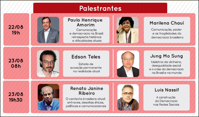 Palestrantes IX Simpósio de Comunicação FAPCOM